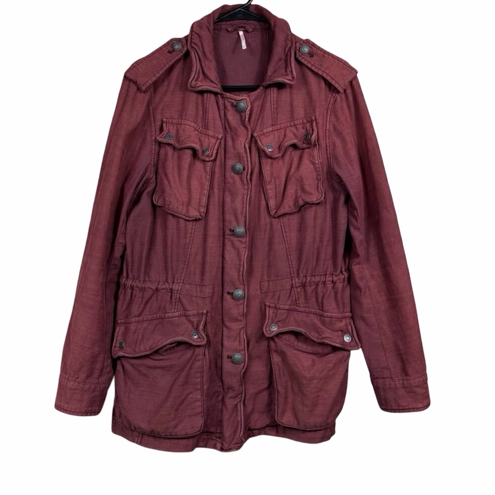 FREE PEOPLE Not Your Brothers Surplus Jacket Size Medium
Vintage Wash Burgundy - Picture 4 of 11